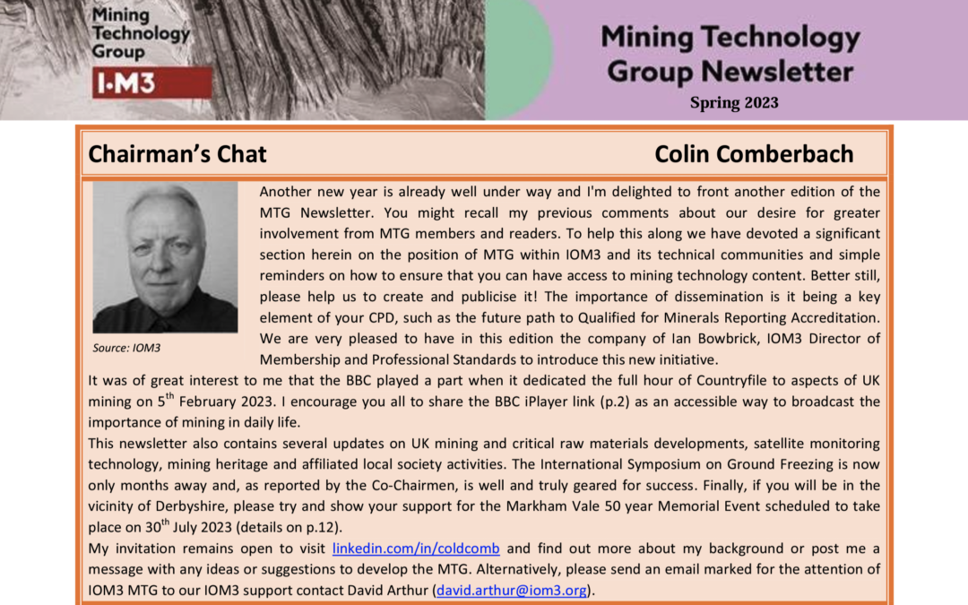 IOM3 Mining Technology Group Spring 2023 newsletter