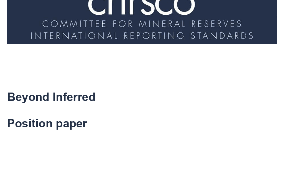 CRIRSCO releases update of Position Paper on Beyond Inferred Material